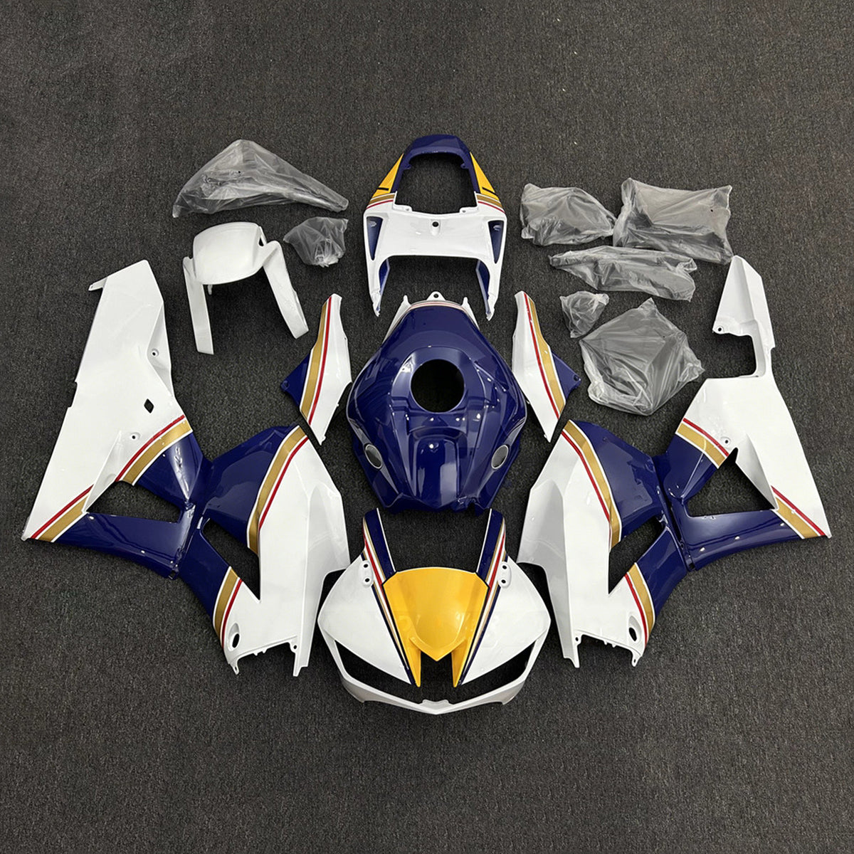 Amotopart 2013-2025 Honda CBR600RR F5 White Blue Fairing Kit