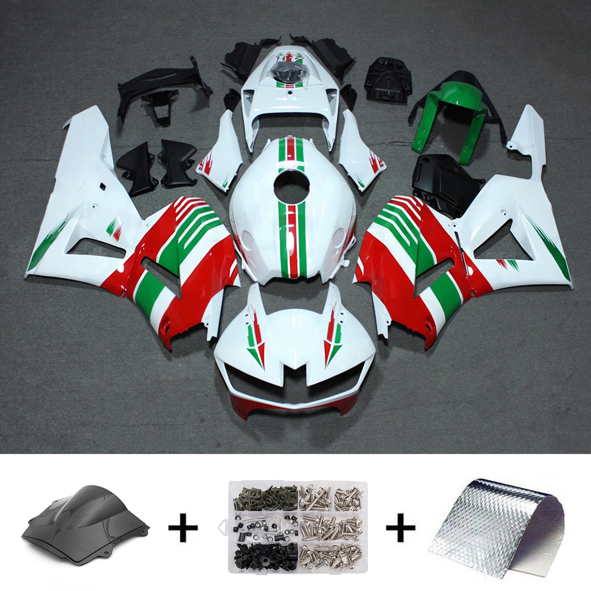 Amotopart 2013–2025 Honda CBR600RR F5 Weiß Rot Grün Verkleidungsset