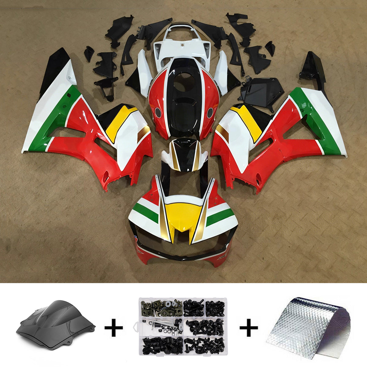 Amotopart 2013-2025 Honda CBR600RR F5 Red Green White Fairing Kit