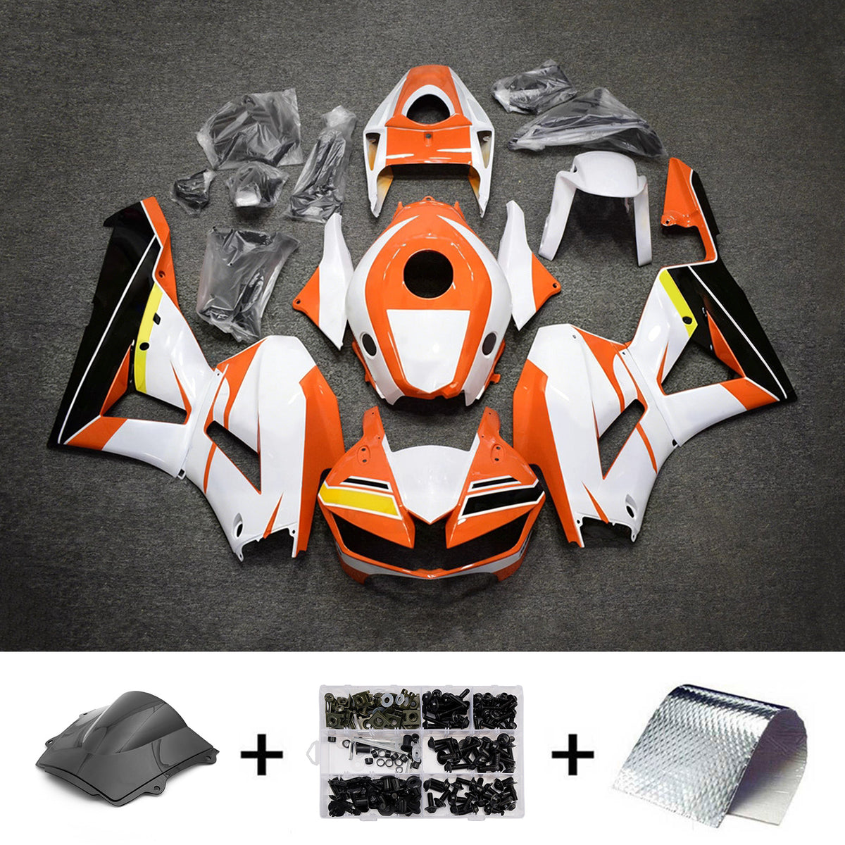 Amotopart 2013-2025 Honda CBR600RR F5 Orange White Fairing Kit