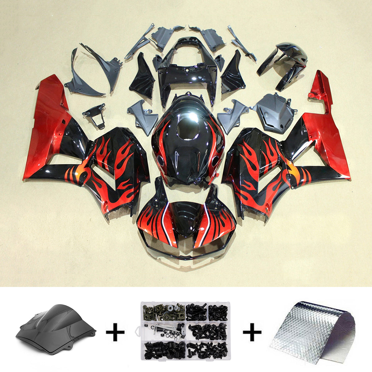 Kit de carenagem Amotopart 2013-2025 Honda CBR600RR F5 preto vermelho