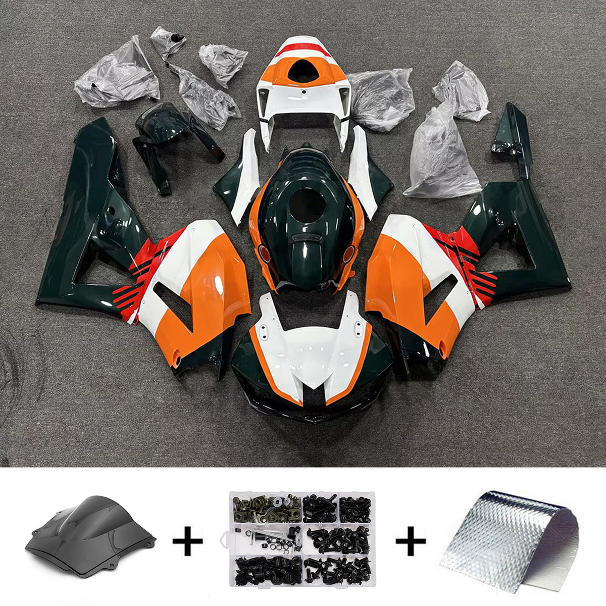Amotopart 2013-2025 Honda CBR600RR F5 Black Orange Fairing Kit