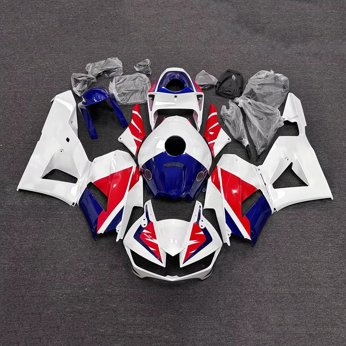 Amotopart 2013-2025 Honda CBR600RR F5 Kit de carénage blanc rouge bleu