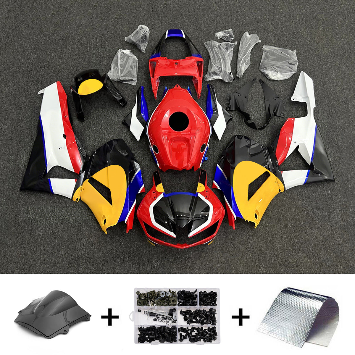 Amotopart 2013-2025 Honda CBR600RR F5 Kit de carenado rojo amarillo
