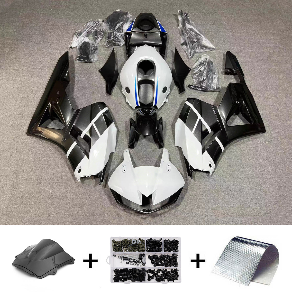 Amotopart 2013-2025 Honda CBR600RR F5 Black White Fairing Kit