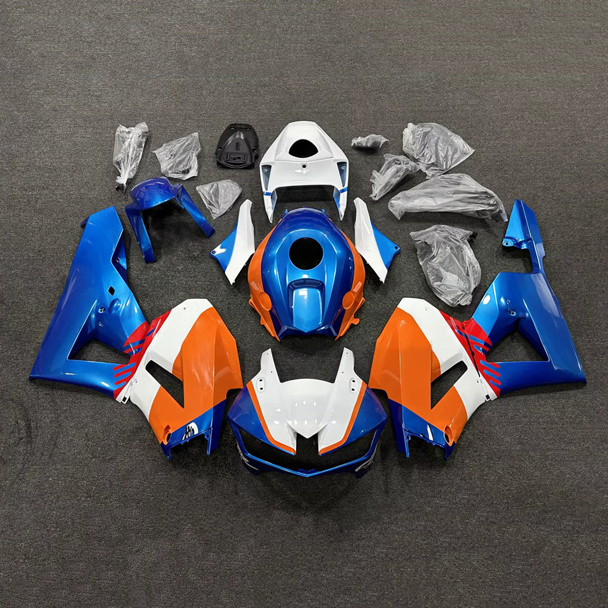 Amotopart 2013-2025 Honda CBR600RR F5 Blue Orange White Fairing Kit