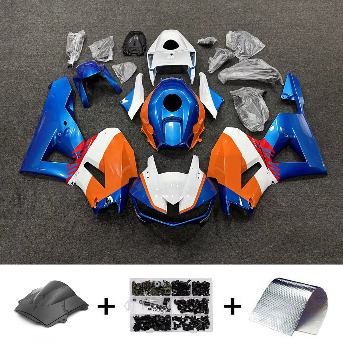 Amotopart 2013-2025 Honda CBR600RR F5 Blue Orange White Fairing Kit
