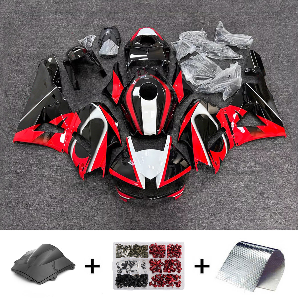 Amotopart 2013-2025 Honda CBR600RR F5 zwart rode kuipset