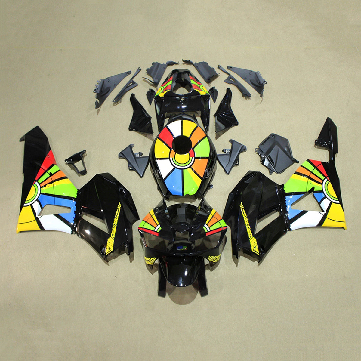 Amotopart 2013-2025 Honda CBR600RR F5 Kit de carénage arc-en-ciel noir