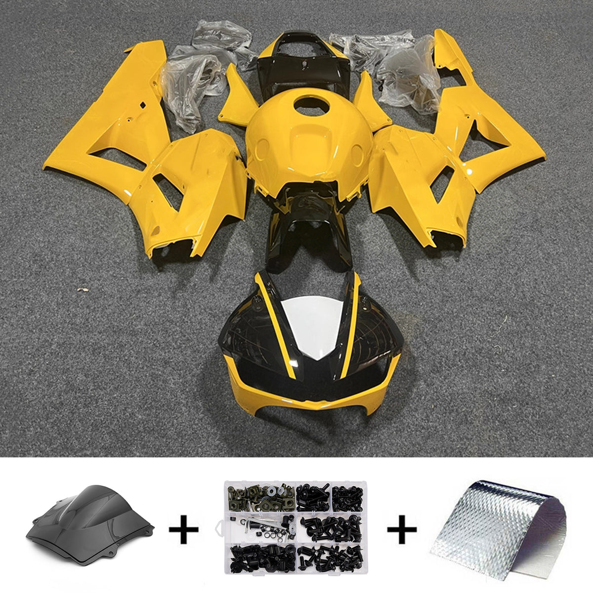 Amotopart 2013-2025 Honda CBR600RR F5 Yellow Black Fairing Kit