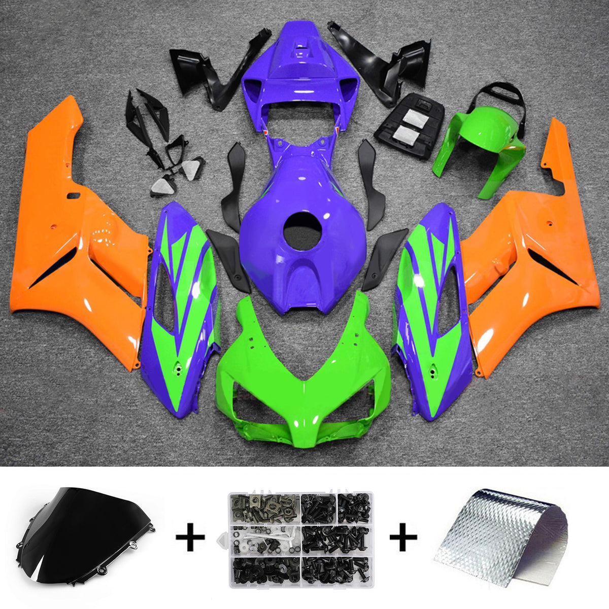 Amotopart 2004-2005 Honda CBR1000RR Purple Green Orange Fairing Kit