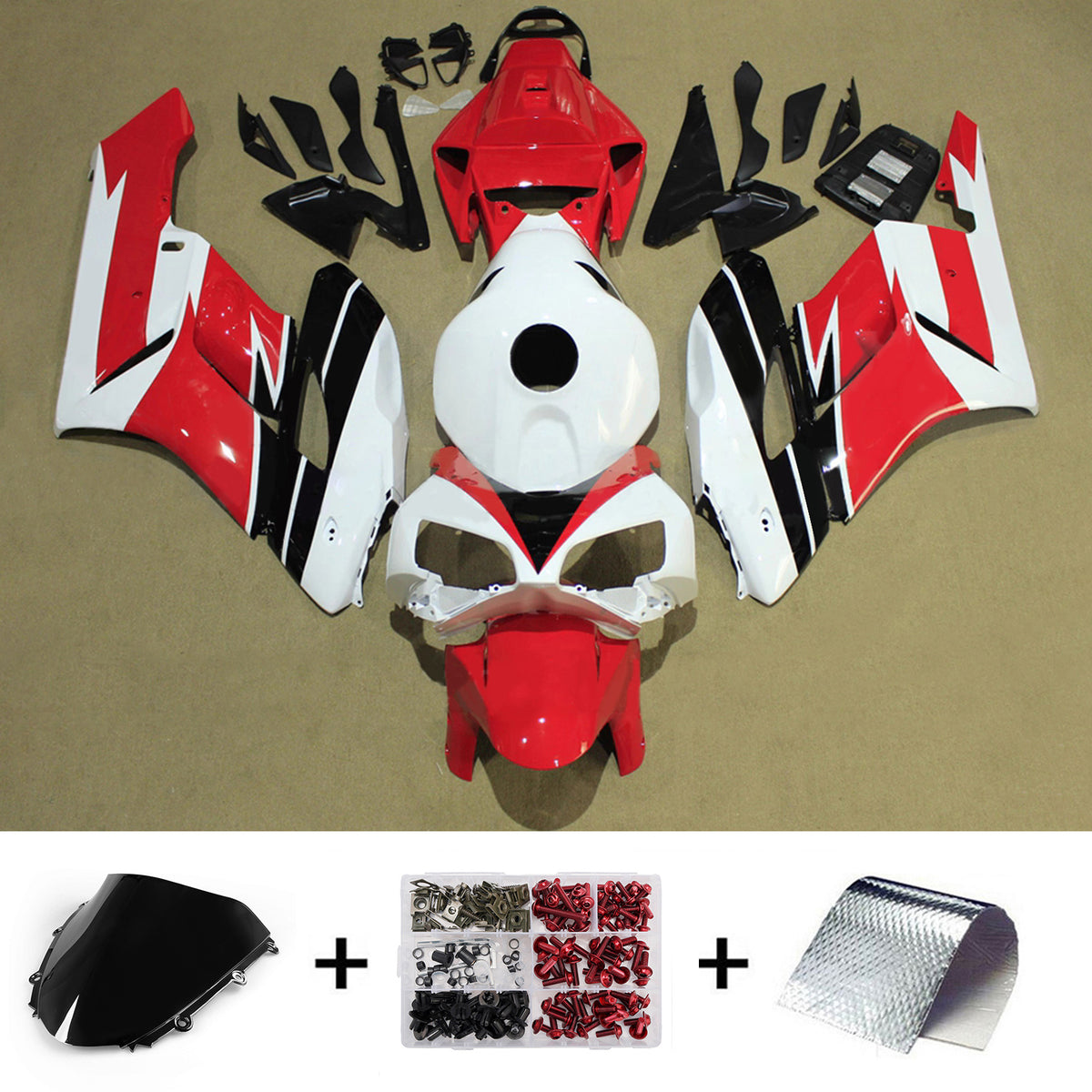 Amotopart 2004-2005 Honda CBR1000RR Kit de carenado rojo blanco