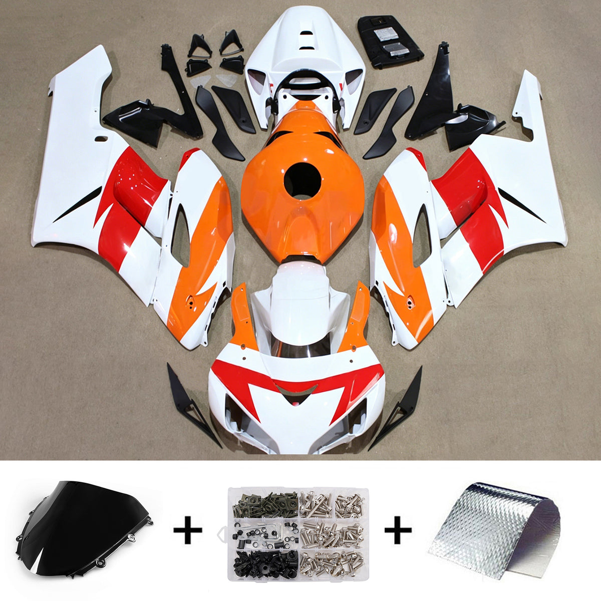 Amotopart 2004-2005 Honda CBR1000RR Orange White Fairing Kit