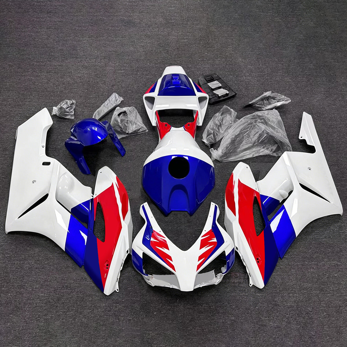 Amotopart 2004–2005 Honda CBR1000RR Weiß Blau Rot Verkleidungsset