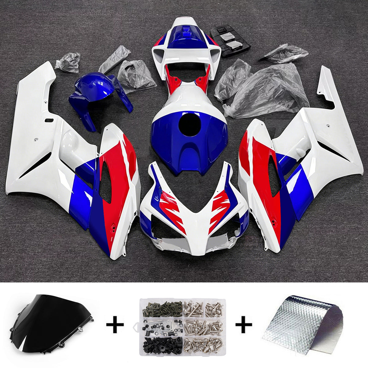 Amotopart 2004-2005 Honda CBR1000RR White Blue Red Fairing Kit