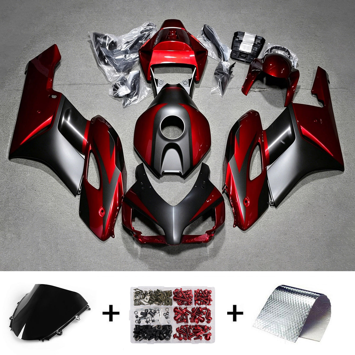 Amotopart 2004-2005 Honda CBR1000RR Red Black Fairing Kit