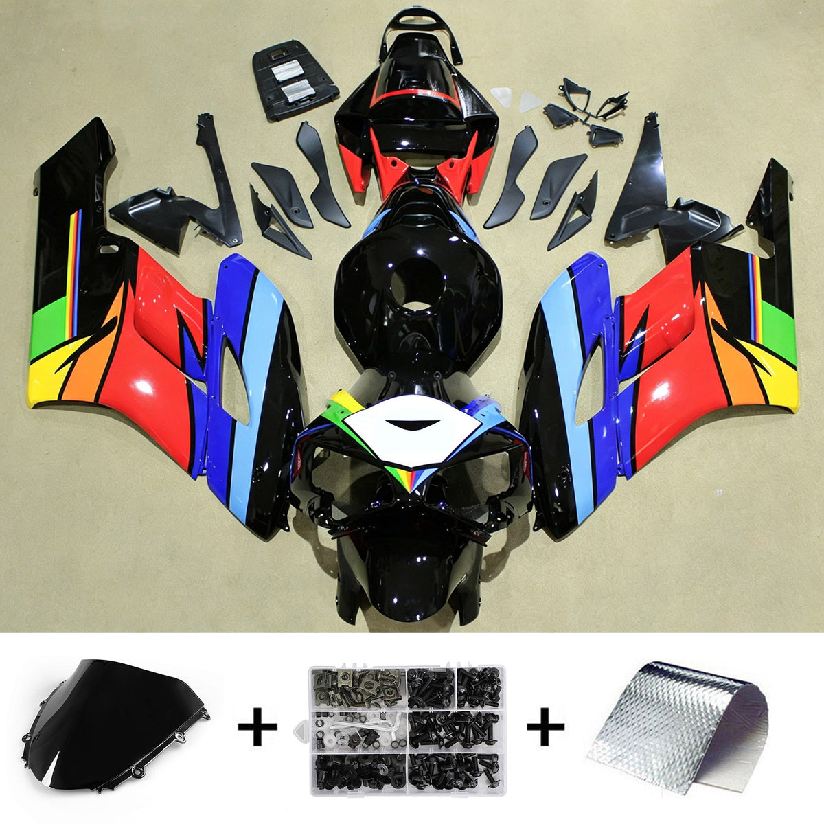 Amotopart 2004-2005 Honda CBR1000RR zwarte regenboogkuipset