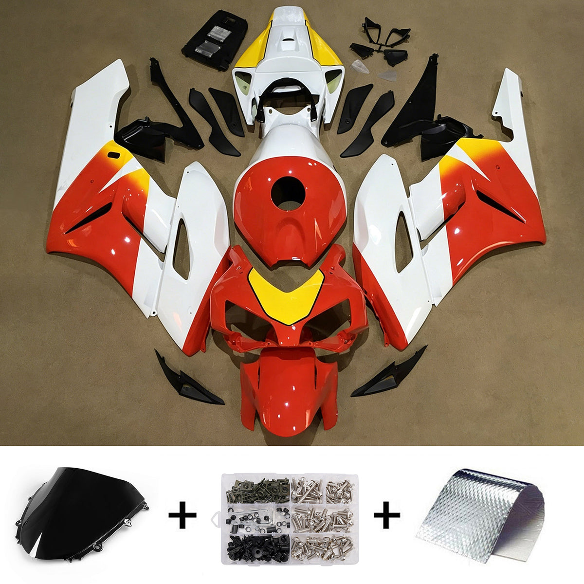 Amotopart 2004-2005 Honda CBR1000RR White Red Fairing Kit