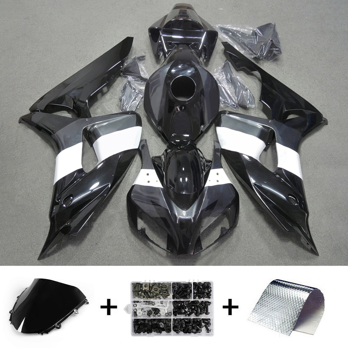 Kit de carenagem preta Amotopart 2006-2007 Honda CBR1000RR