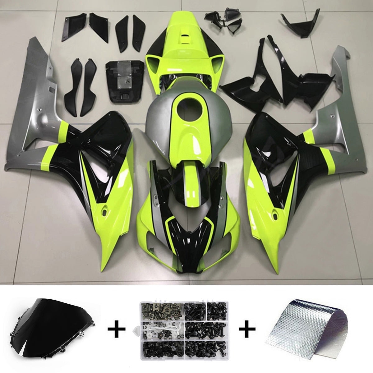 Amotopart 2006-2007 Honda CBR1000RR Yellow Black Fairing Kit