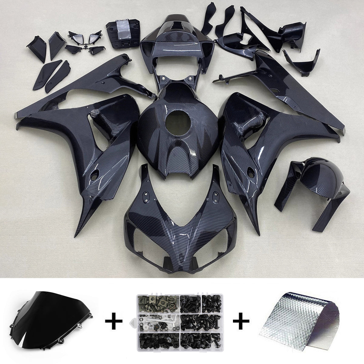 Amotopart 2006–2007 Honda CBR1000RR Verkleidungsset mit Karbonfasermuster