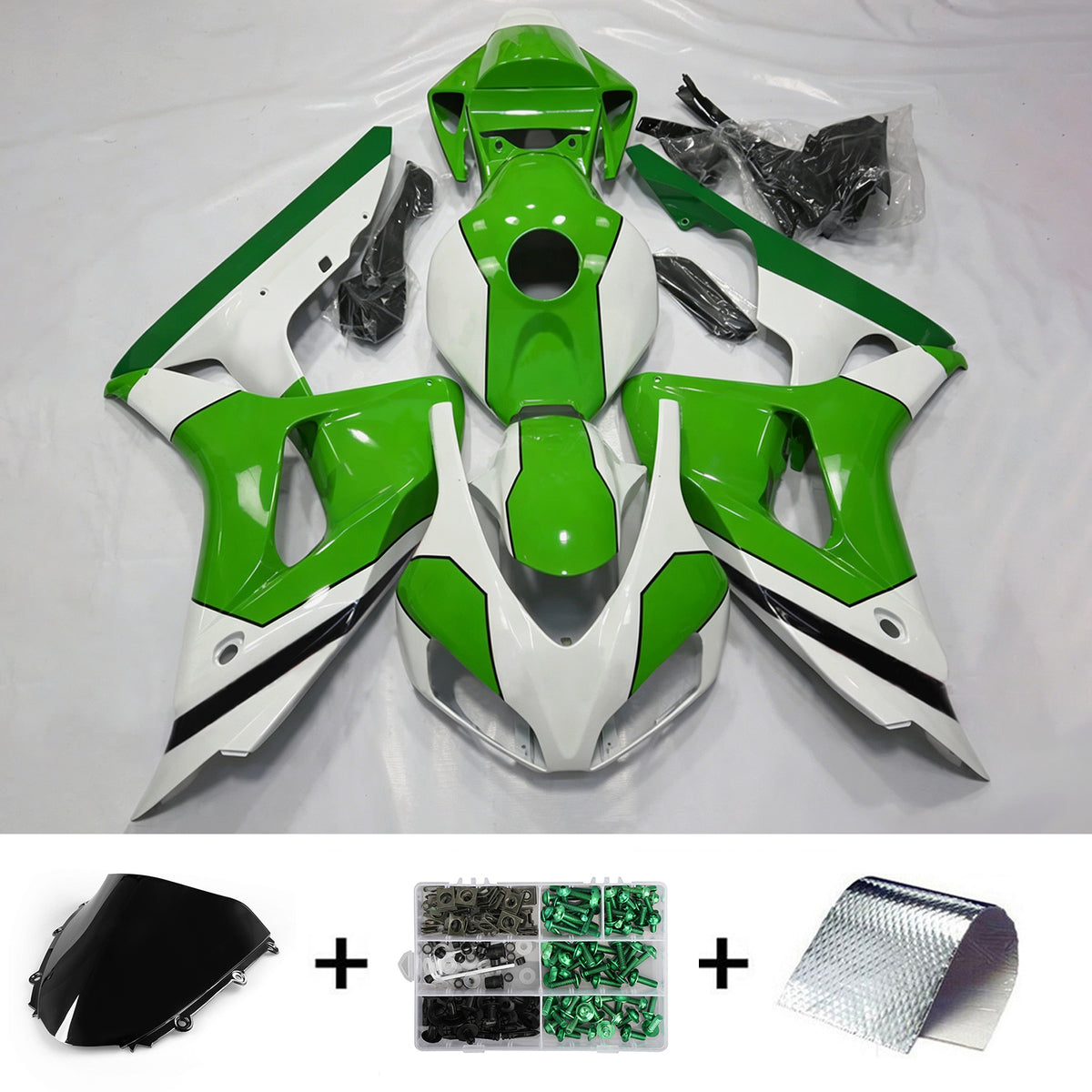 Amotopart 2006-2007 Honda CBR1000RR Green White Fairing Kit