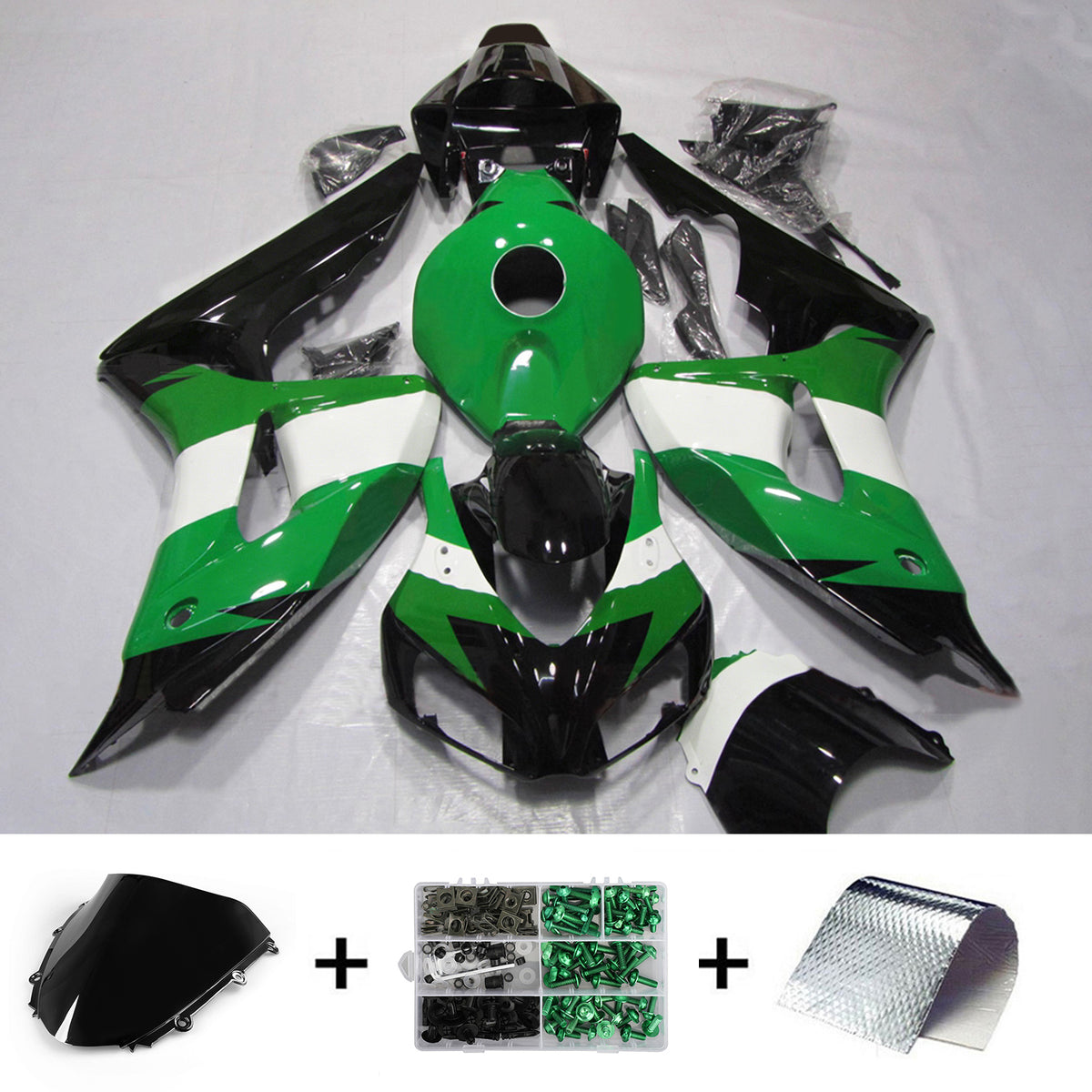 Kit carena Amotopart 2006-2007 Honda CBR1000RR verde nero