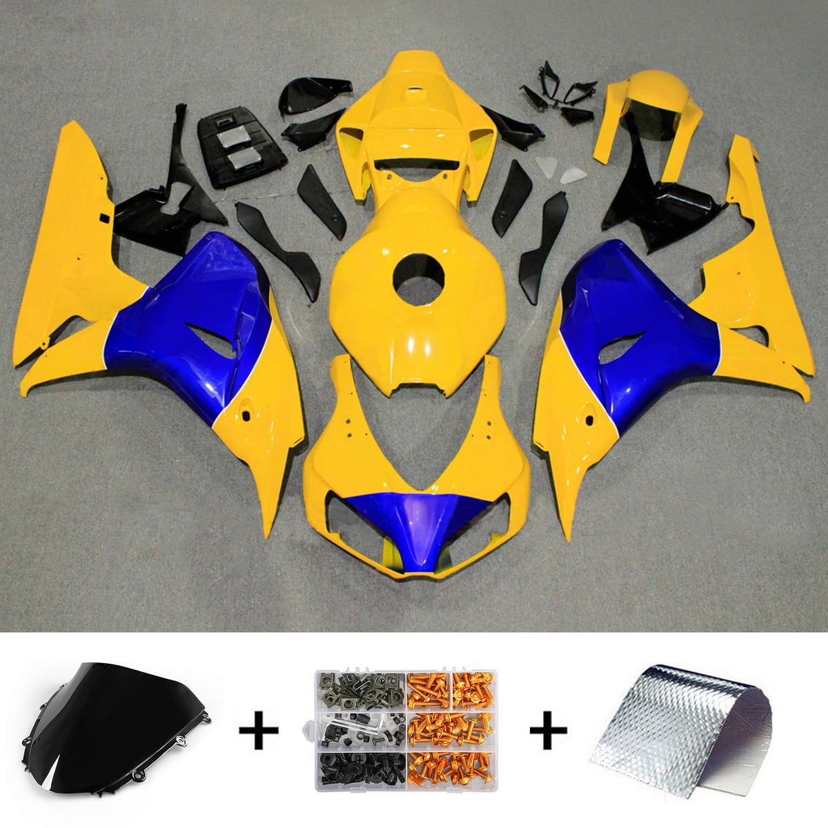 Amotopart 2006-2007 Honda CBR1000RR Yellow Blue Fairing Kit