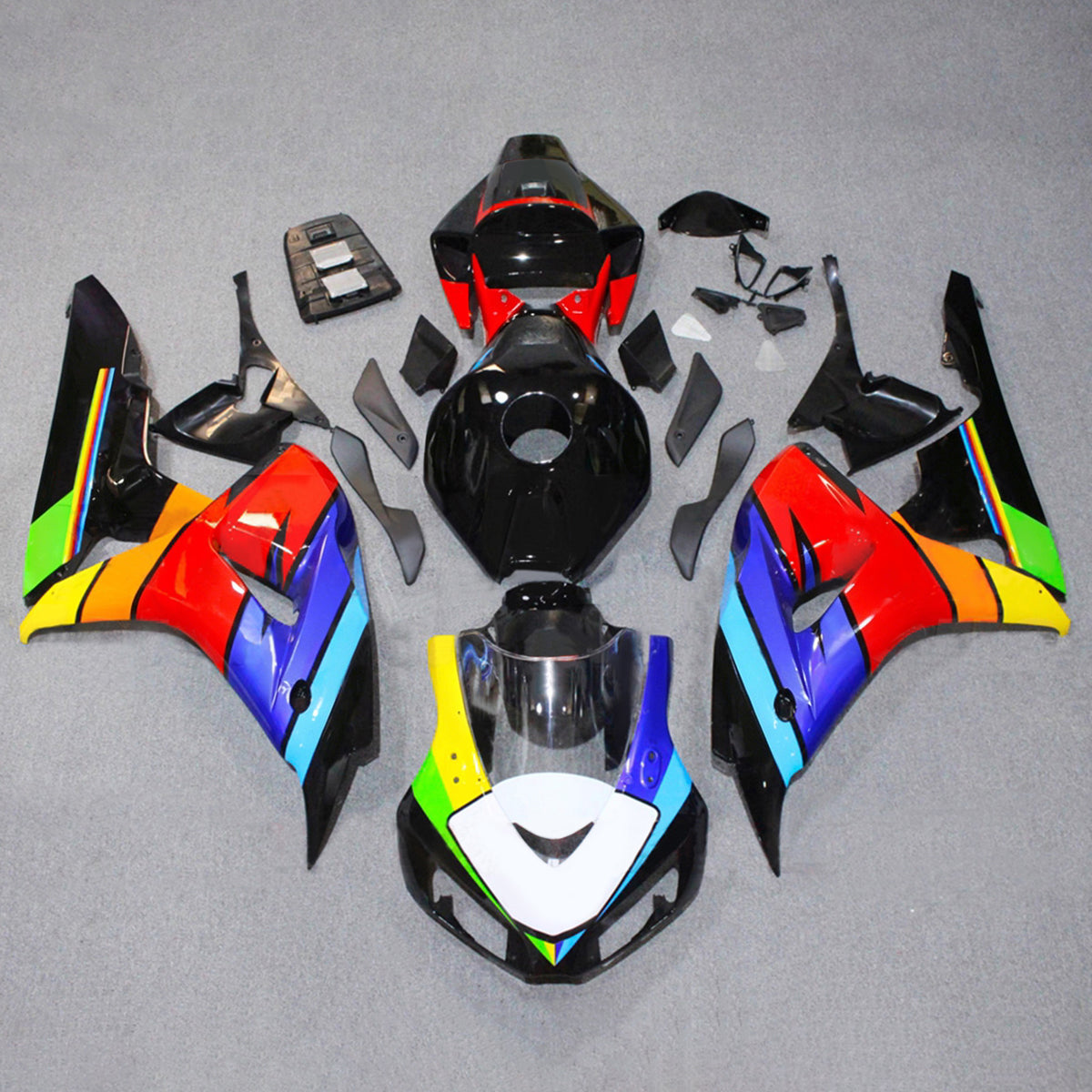 Kit de carenagem Amotopart 2006-2007 Honda CBR1000RR Black Rainbow