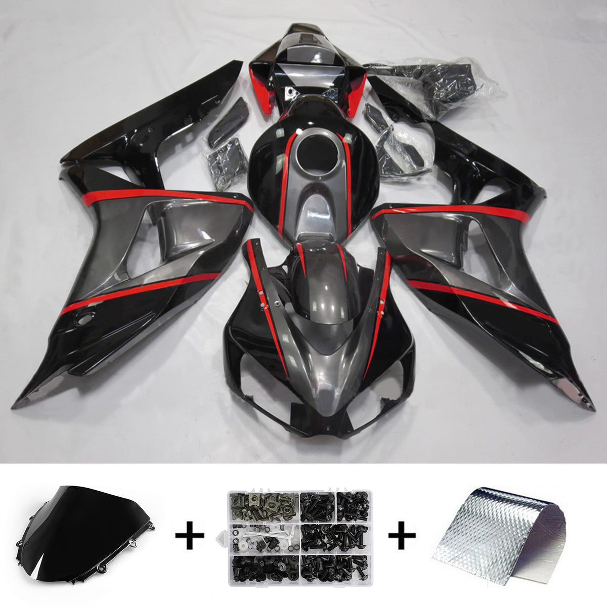Amotopart 2006-2007 Honda CBR1000RR Black Grey Fairing Kit