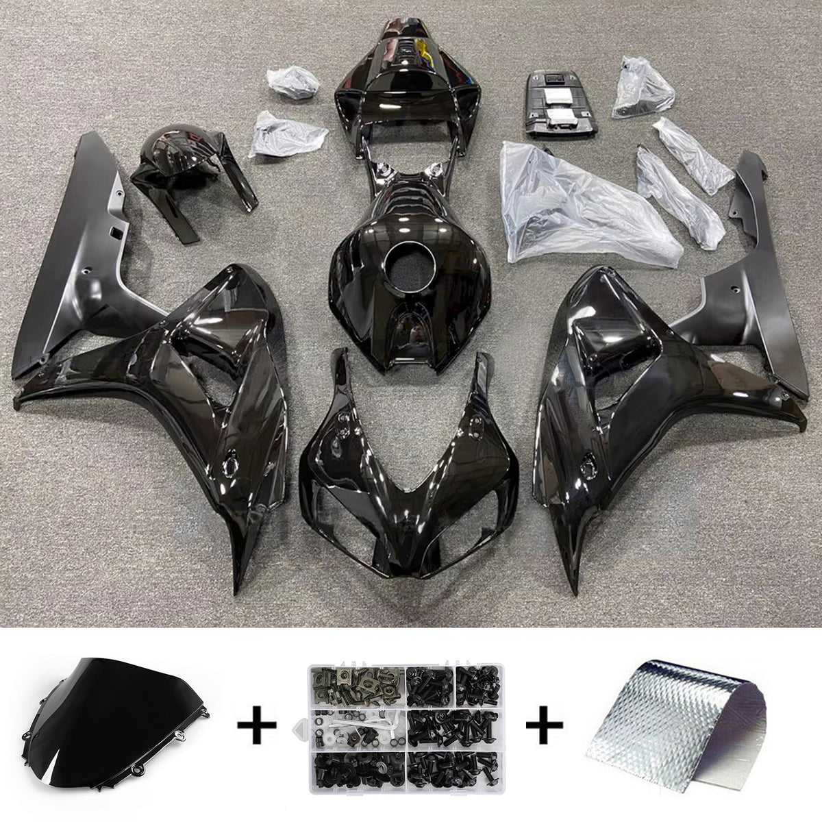Kit de carenagem preta Amotopart 2006-2007 Honda CBR1000RR