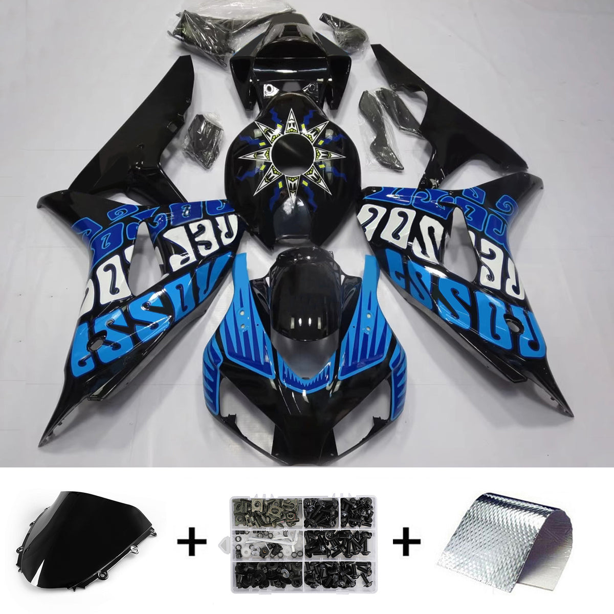 Amotopart 2006-2007 Honda CBR1000RR Black Blue Fairing Kit