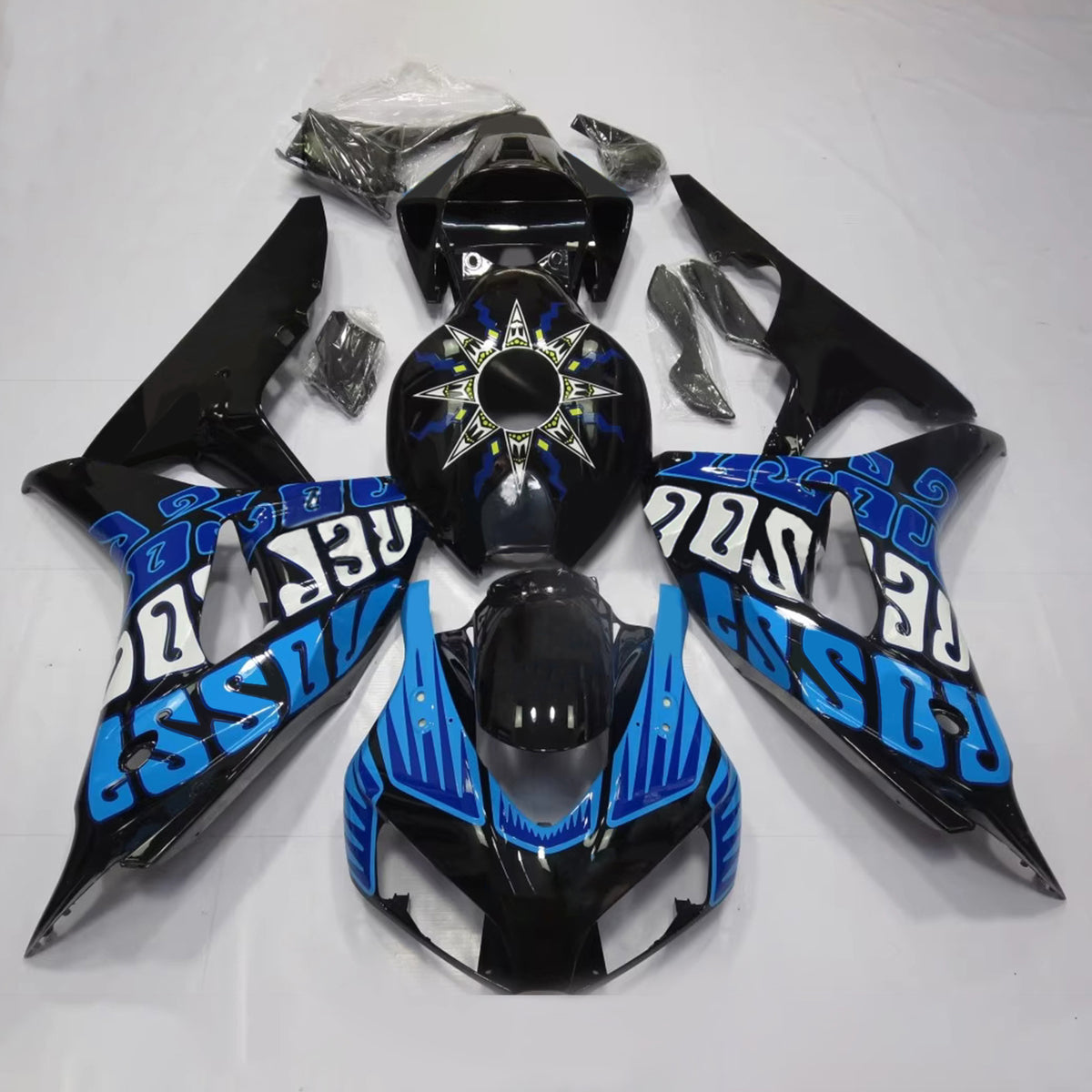 Amotopart 2006-2007 Honda CBR1000RR Black Blue Fairing Kit