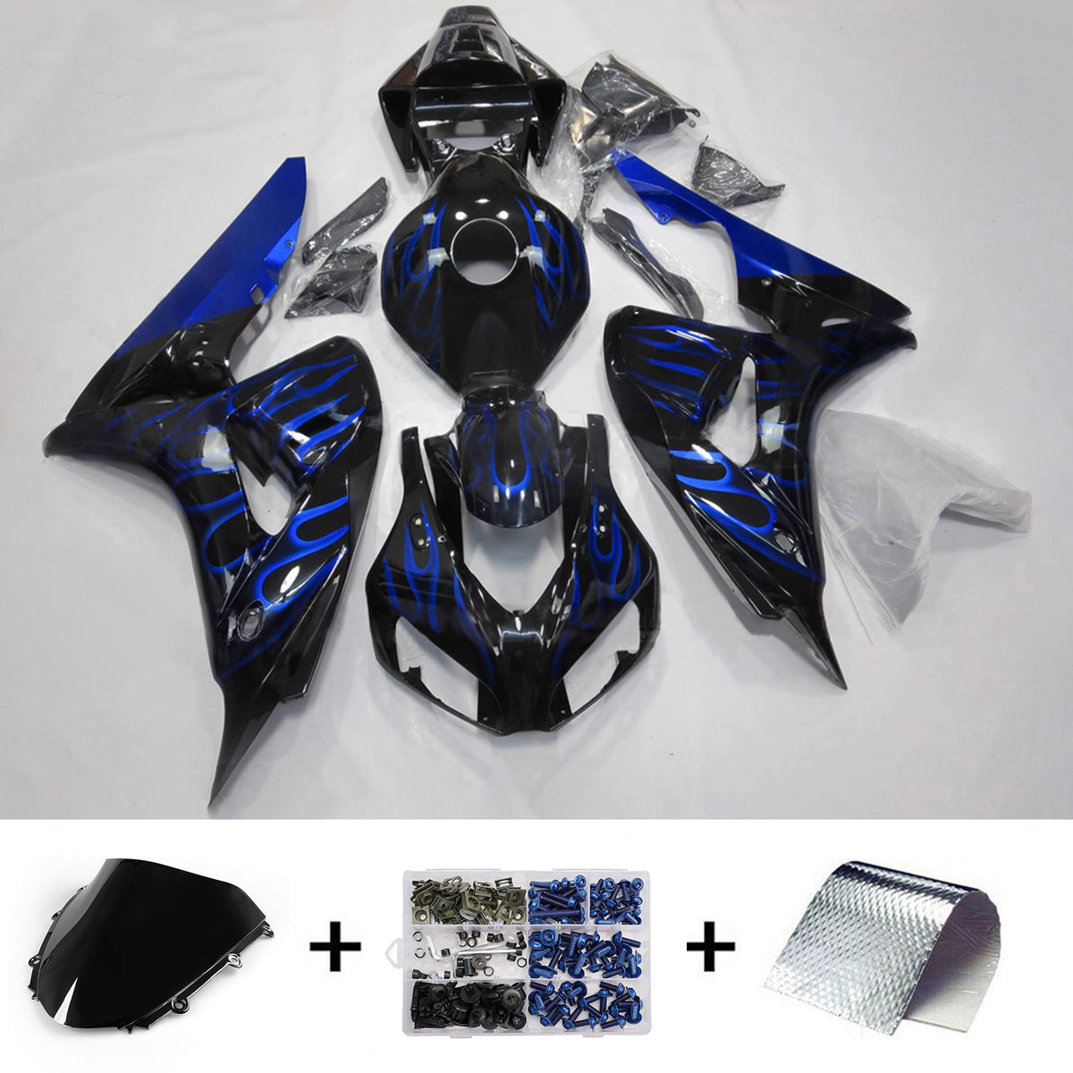 Amotopart 2006-2007 Honda CBR1000RR Black Blue Fairing Kit
