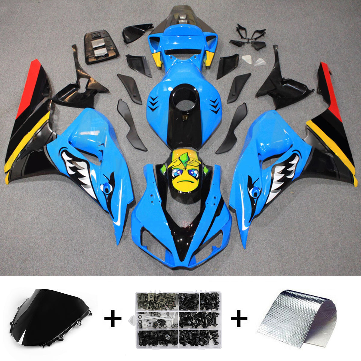 Amotopart 2006–2007 Honda CBR1000RR Blau Schwarz Verkleidungsset