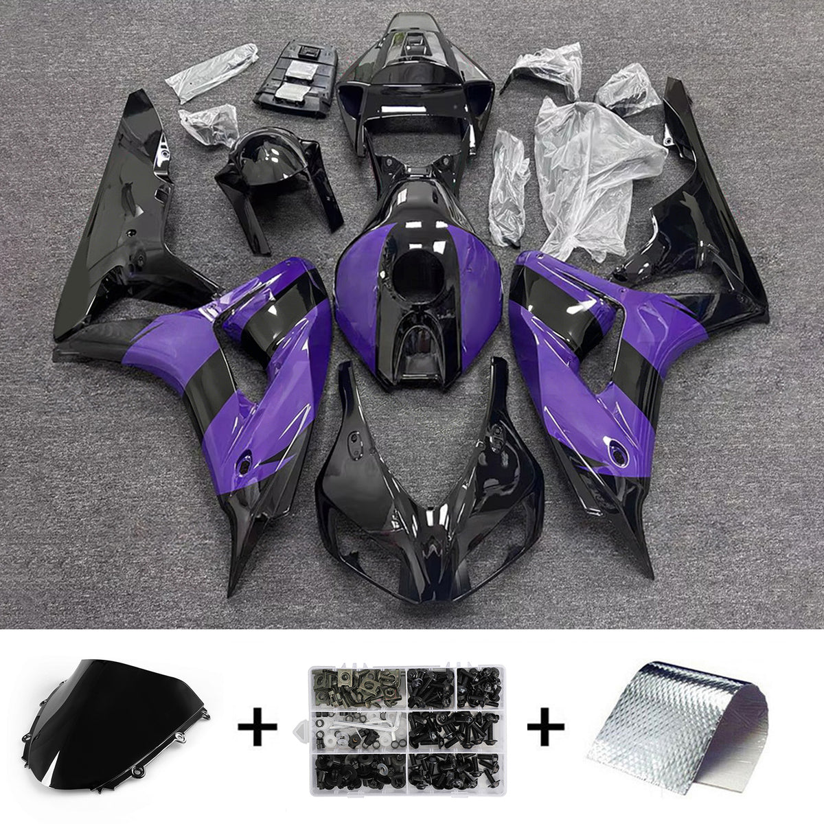 Amotopart 2006-2007 Honda CBR1000RR Black Purple Fairing Kit
