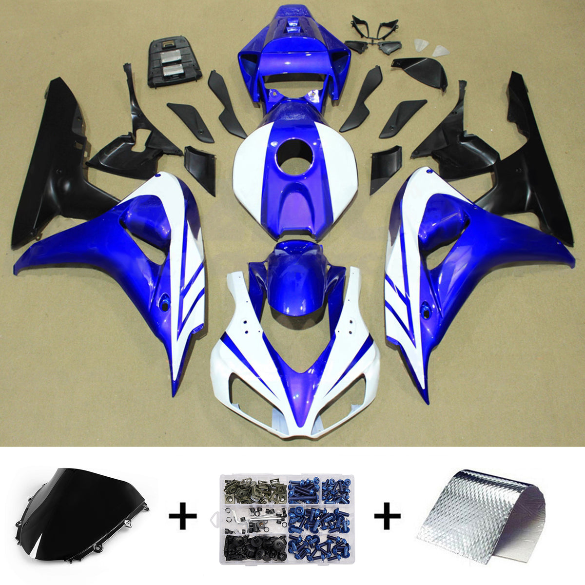 Amotopart 2006–2007 Honda CBR1000RR Blau-weißes Verkleidungsset