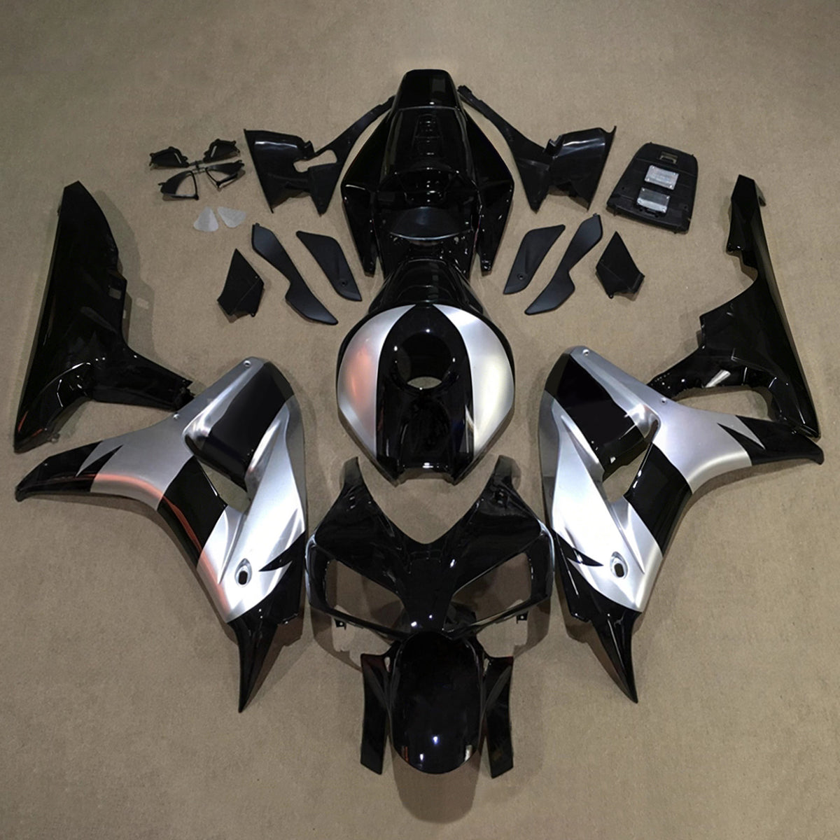 Kit de carenagem Amotopart 2006-2007 Honda CBR1000RR preto prata