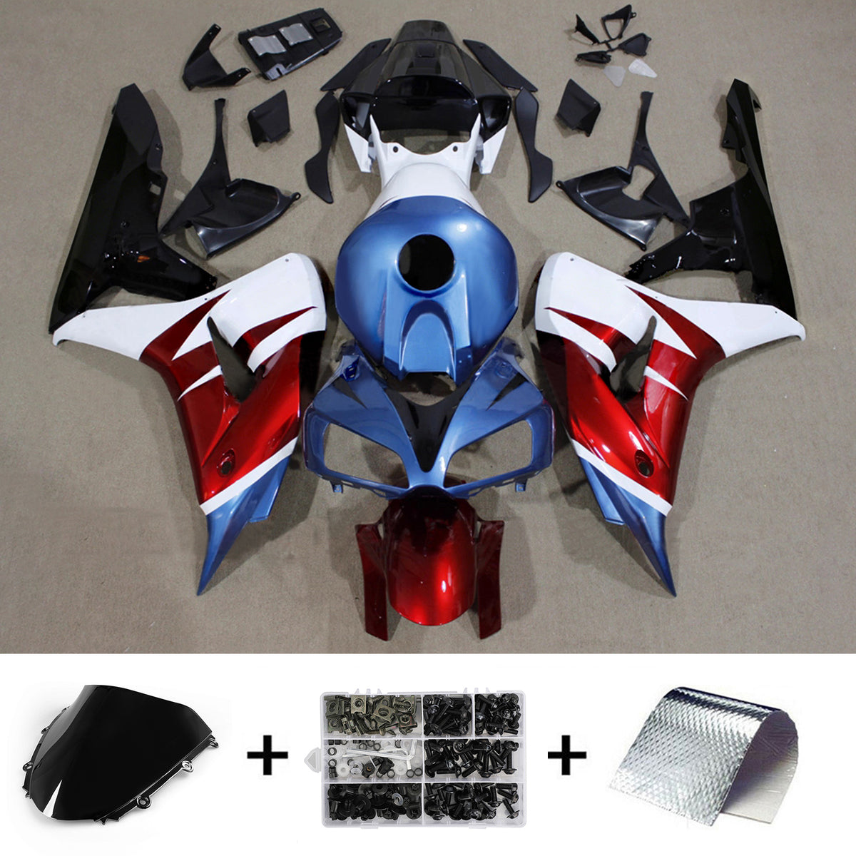 Amotopart 2006-2007 Honda CBR1000RR White Red Blue Fairing Kit