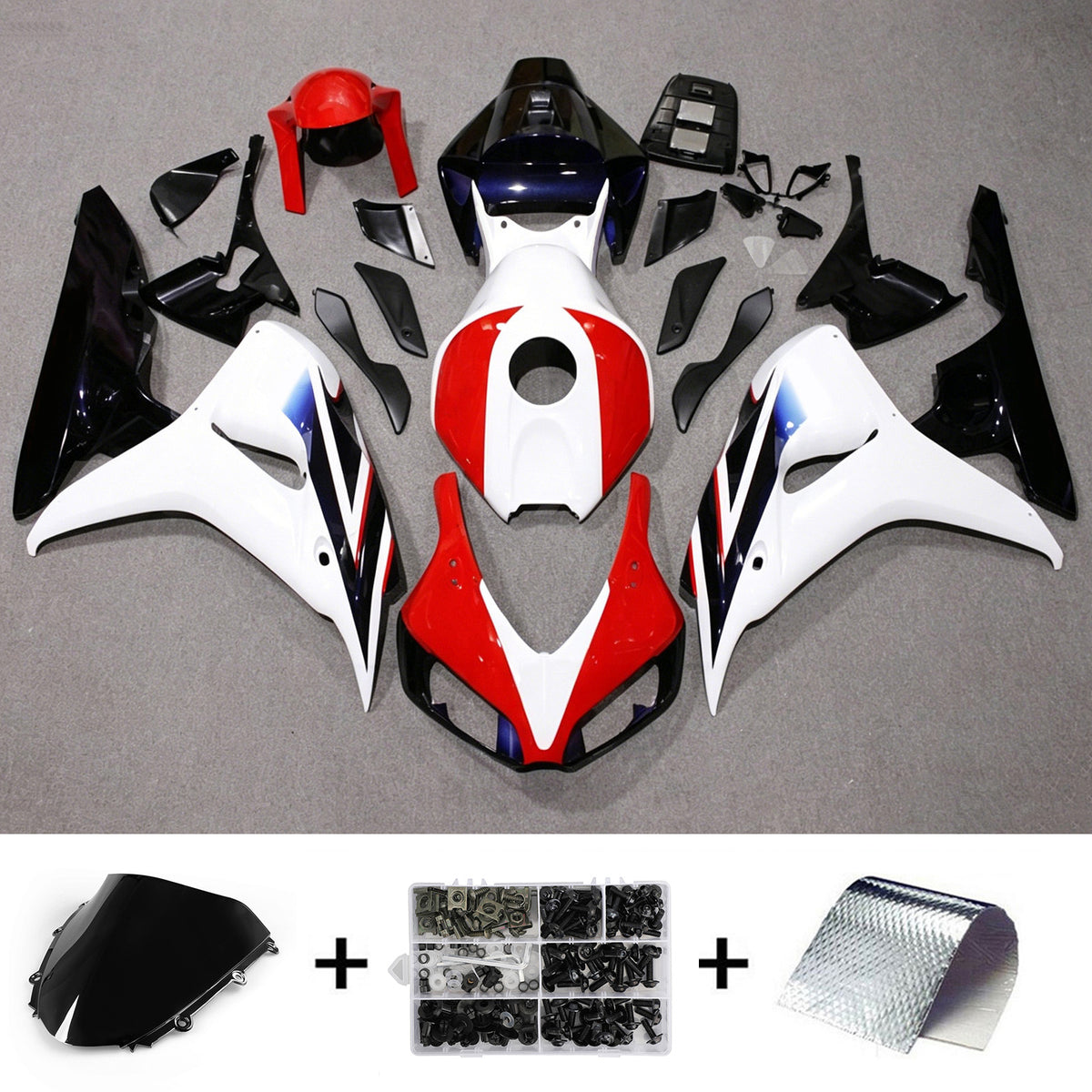 Amotopart 2006-2007 Honda CBR1000RR White Red Fairing Kit