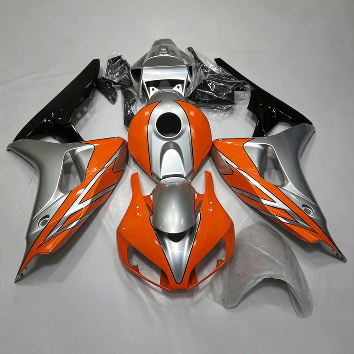 Amotopart 2006-2007 Honda CBR1000RR Silver Orange Fairing Kit