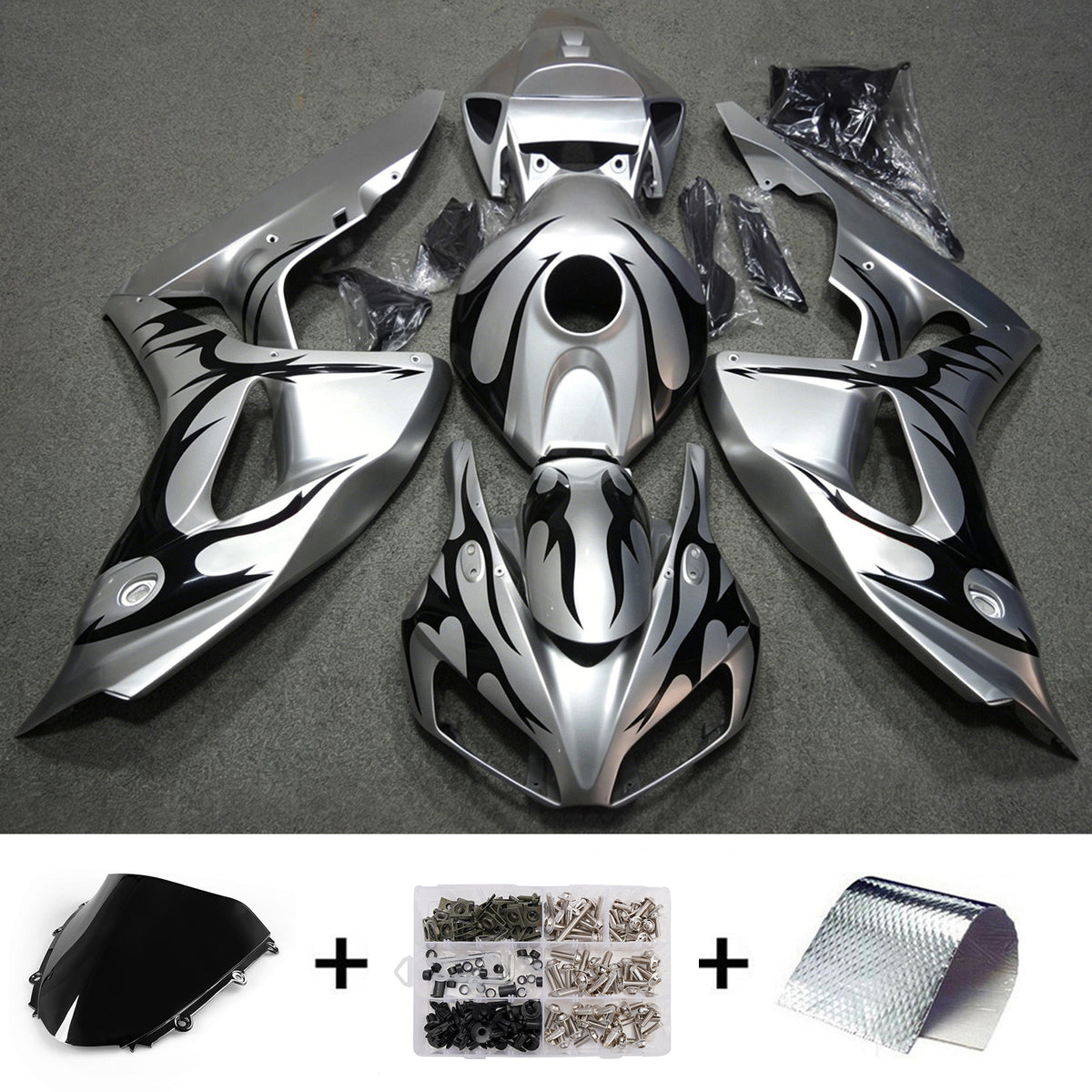 Amotopart 2006-2007 Honda CBR1000RR Silver Fairing Kit