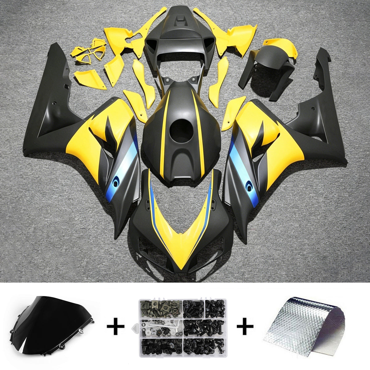 Amotopart 2006-2007 Honda CBR1000RR Black Yellow Fairing Kit