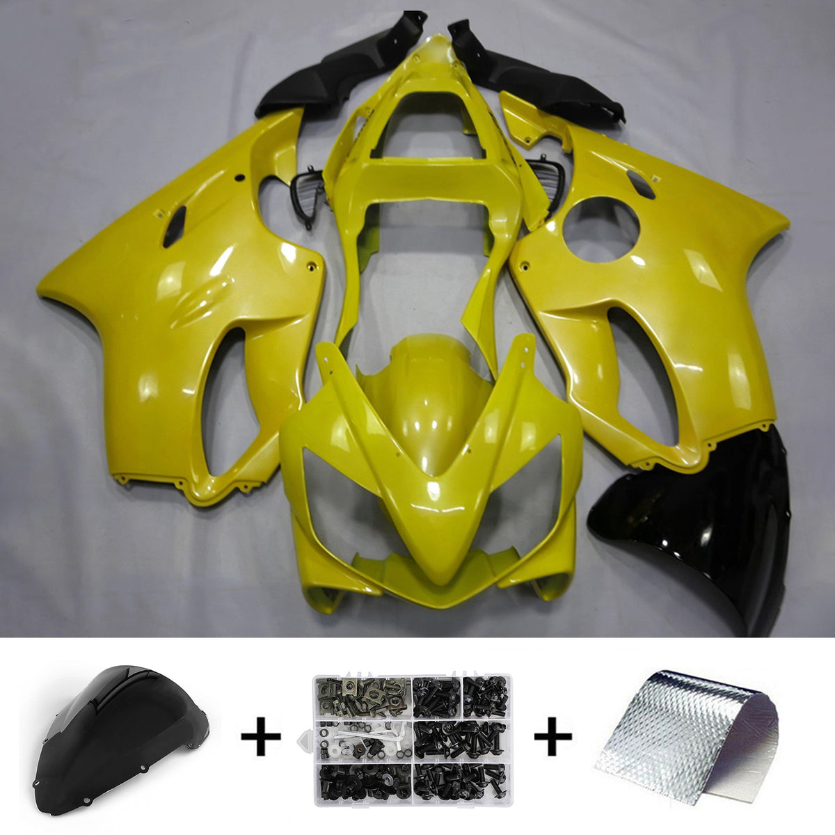 Zestaw żółtych owiewek Amotopart do Hondy CBR600 F4i 2001-2003