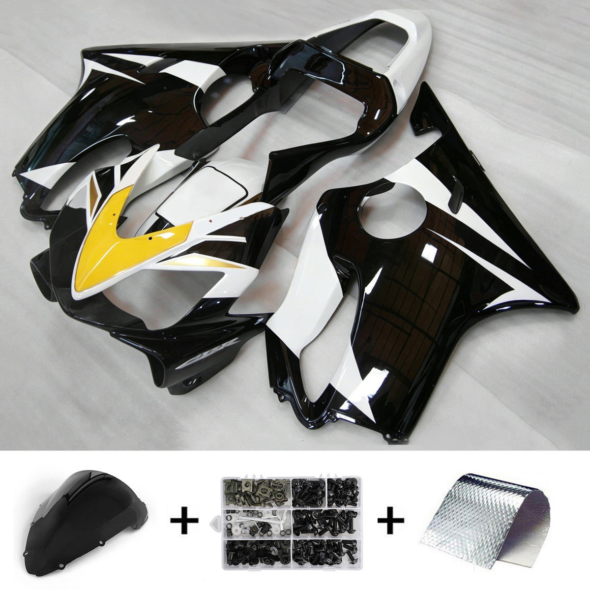 Amotopart 2001-2003 Honda CBR600 F4i zwart witte kuipset