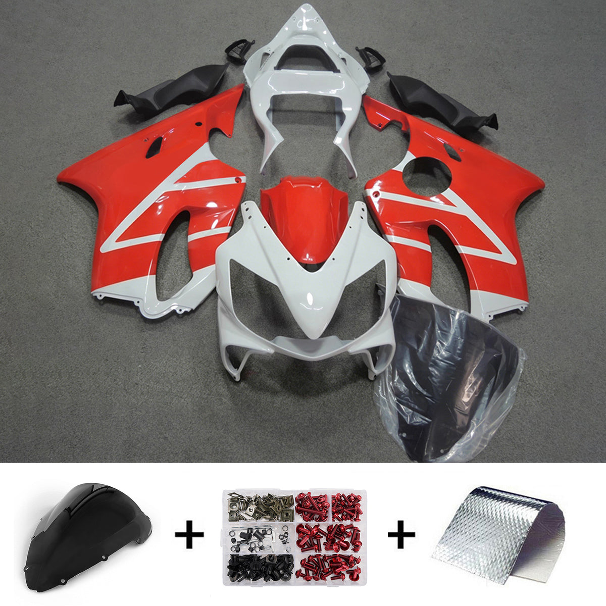 Amotopart 2001–2003 Honda CBR600 F4i Weiß-Rot-Verkleidungsset
