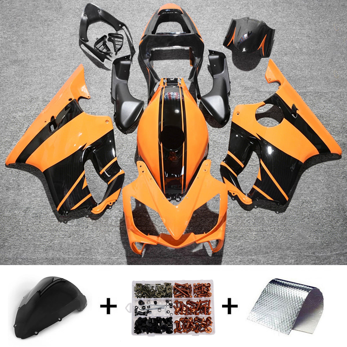 Amotopart 2001–2003 Honda CBR600 F4i Orange Schwarz Verkleidungsset