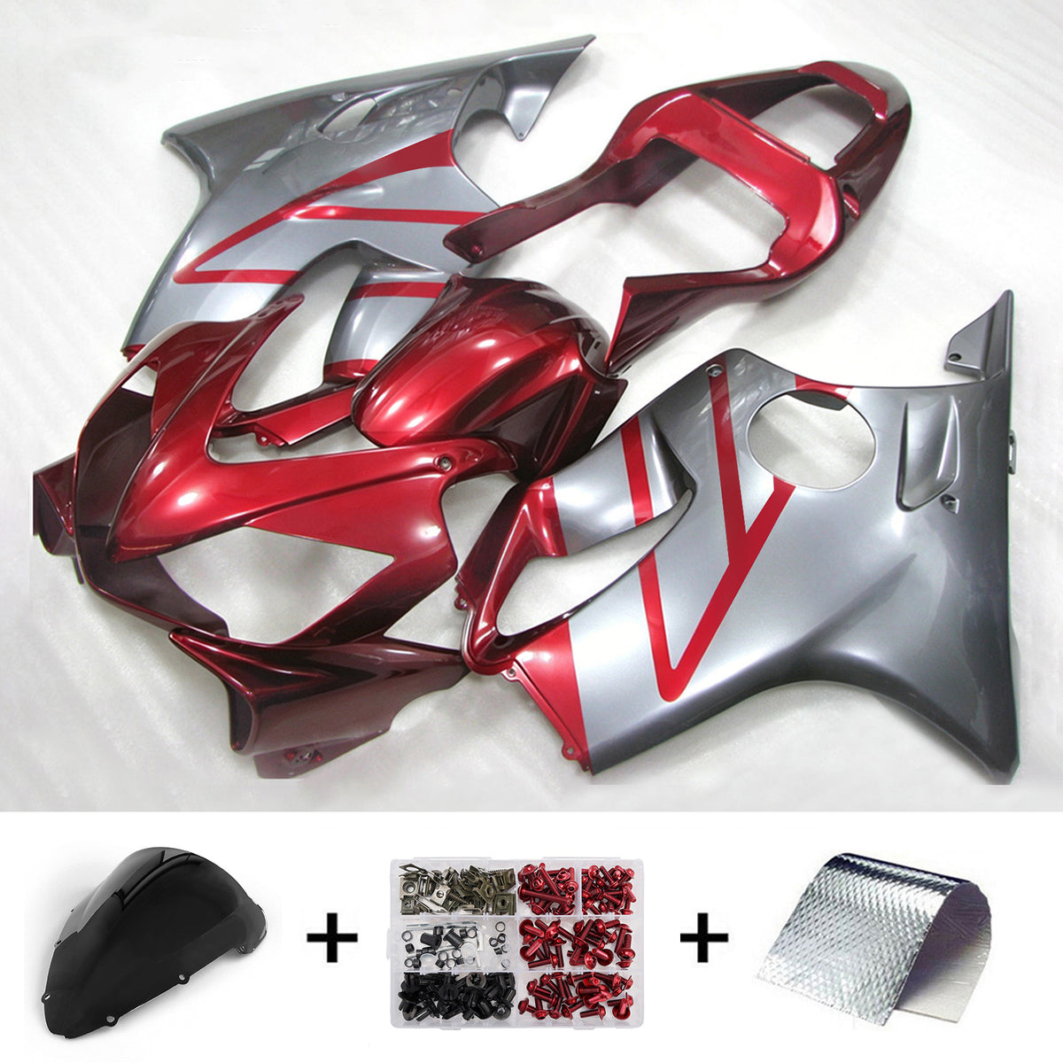 Kit carena Amotopart 2001-2003 Honda CBR600 F4i rosso argento