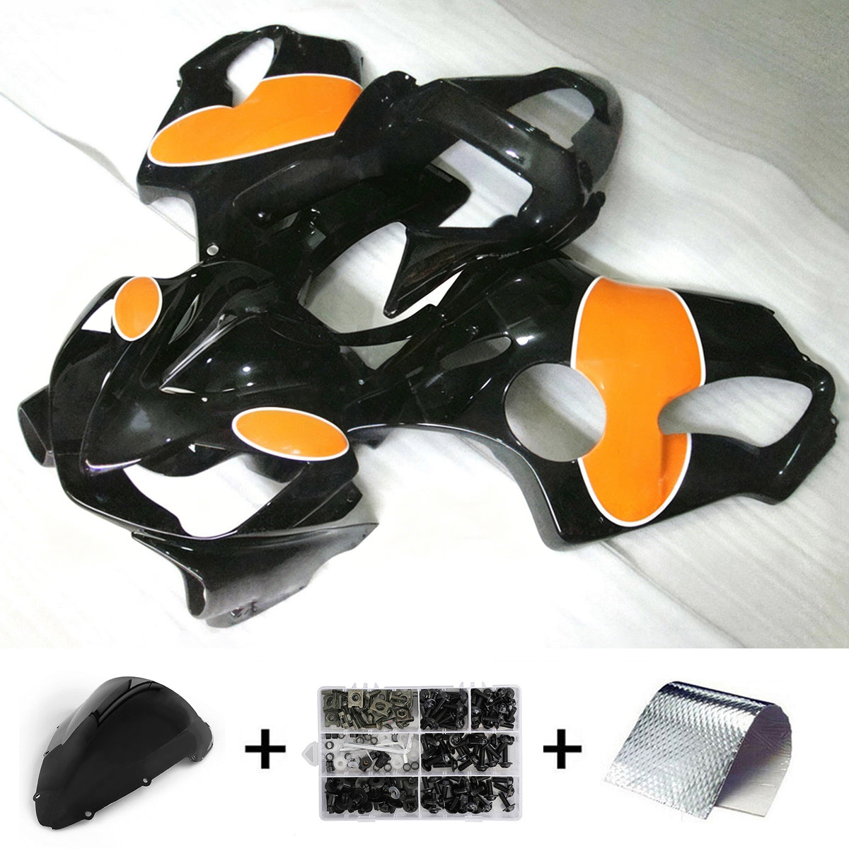 Amotopart 2001-2003 Honda CBR600 F4i Black Orange Fairing Kit
