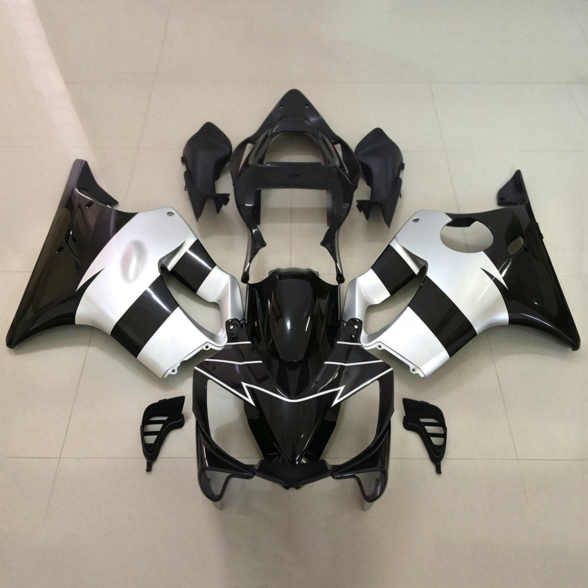 Amotopart 2001-2003 Honda CBR600 F4i Black Silver Fairing Kit